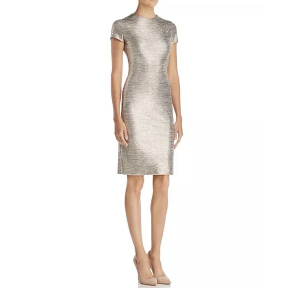 Alice + Olivia Delora Silverfoil Short Sleeve Dress Size 6 NWT - Picture 1 of 10